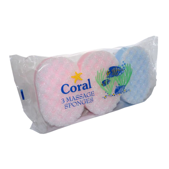 CORAL MASSAGE SPONGES 3 PACK - CASE OF 10