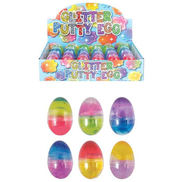 GLITTER PUTTY EGGS - CASE OF 24