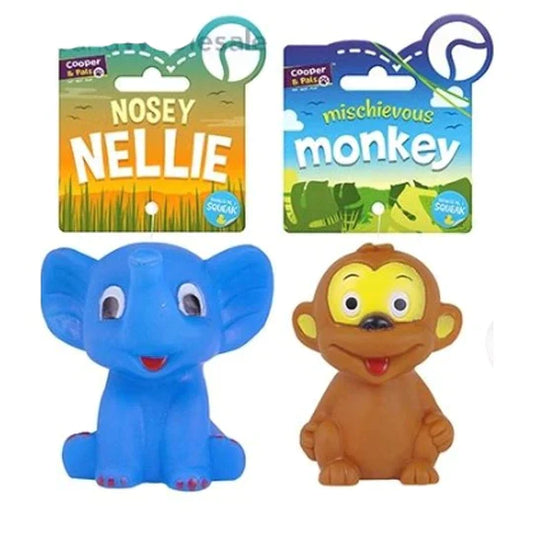 LAMB ELEPHANT & MONKEY VINYL SQUEAKY TOYS